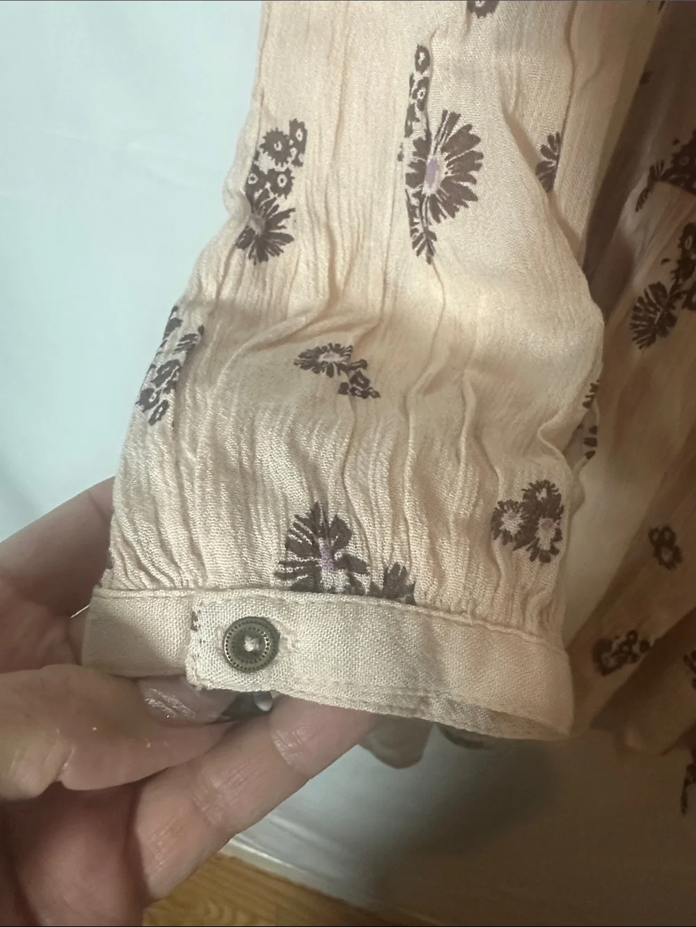 Free People Cream Tunic/dress with Brown and Purple Geometric Print